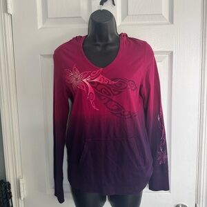 Hawaiian ombré Hooded long sleeve tee - Size XS